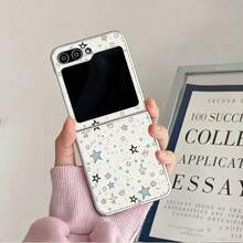 Splatter Star Cat Paw Foldable Phone Case For Samsung Galaxy Z Flip3 5G/Galaxy Z Flip 4 5G/Galaxy Z Flip 5 5G/Galaxy Z Flip 6 5G/Galaxy Z Flip 7 5G, Girly Foldable Cover - Multicolor - View 1