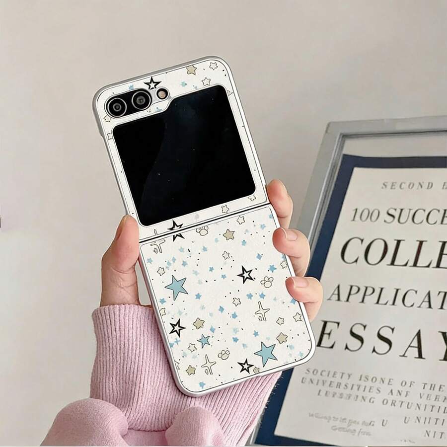 Splatter Star Cat Paw Foldable Phone Case For Samsung Galaxy Z Flip3 5G/Galaxy Z Flip 4 5G/Galaxy Z Flip 5 5G/Galaxy Z Flip 6 5G/Galaxy Z Flip 7 5G, Girly Foldable Cover - Multicolor - View 1