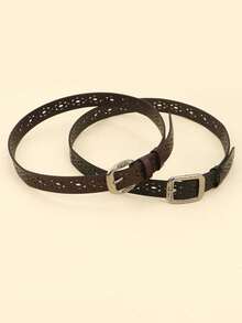 1条/2条装女士镂空扣腰带，2.8厘米宽，经典时尚款式，适合搭配牛仔裤、连衣裙、休闲裤 - 彩色 - 查看 3