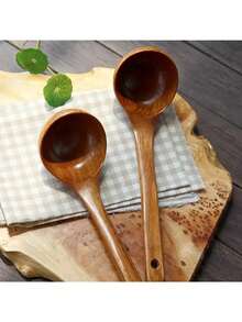 Large Wooden Cooking Spoon - Durable And Heat Resistant, Suitable For Cooking And Serving - Multicolor - View 6