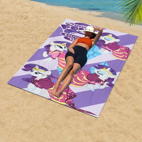 MY LITTLE PONY 1条正版卡通图案超大沙滩巾，速干超柔软超细纤维，结实耐用，适合海滩和泳池使用。| 速干超柔软涤纶 | 多用途，适用于瑜伽、旅行、游泳和露营 | 海滩度假的最佳选择 | 大尺寸 | 可机洗 | 最佳礼物
