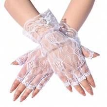 Găng tay ren hở ngón mùa hè cho nữ, phụ kiện váy cưới, găng tay ren hở ngón gợi cảm, xuyên thấu, chống nắng, du lịch, lễ hội. - A - Xem 8