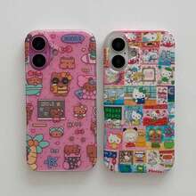 SANRIO Japan Korea Y2k Girls Full Screen Vacation  Cat 17 16 Pro Max Apple 15 Case 14 Anti-Drop 13 Soft Silicone Case - A - Xem 3