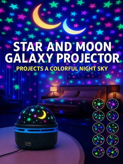 USB Powered Starry Sky Projection Light With Rotating Magic Ball Effect, Presenting Colorful Aurora, Starry Sky And Moon Effects, Suitable For Bedroom, Living Room, Car, Perfect Birthday Gift, Creates Enchanting Nighttime Ambiance