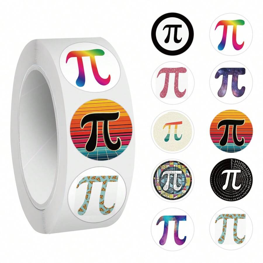 500PCS PI DAY Roll Stickers Aesthetics Stickers Scrapbooking, Diary, Laptop, Bumper, Skateboard, Water Bottle, Computer, Phone Greeting Cards, Photo Albums, Furniture, Stickers