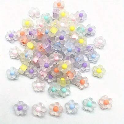 20颗12毫米混色亚克力花心珠，适合DIY手链和耳环制作