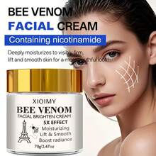 Xioimy 70克五重滋养面霜，蕴含蜂毒、烟酰胺、泛醇和透明质酸——紧致、提亮、保湿三效合一，适合所有肤质，深层补水，令肌肤柔滑细腻——优雅包装，男女皆宜的蛋白质护肤品 - 白色 - 查看 6