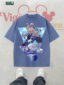 Disney Characters Bible Affirmations Vintage Wash T-Shirt - Royal Blue - View 2