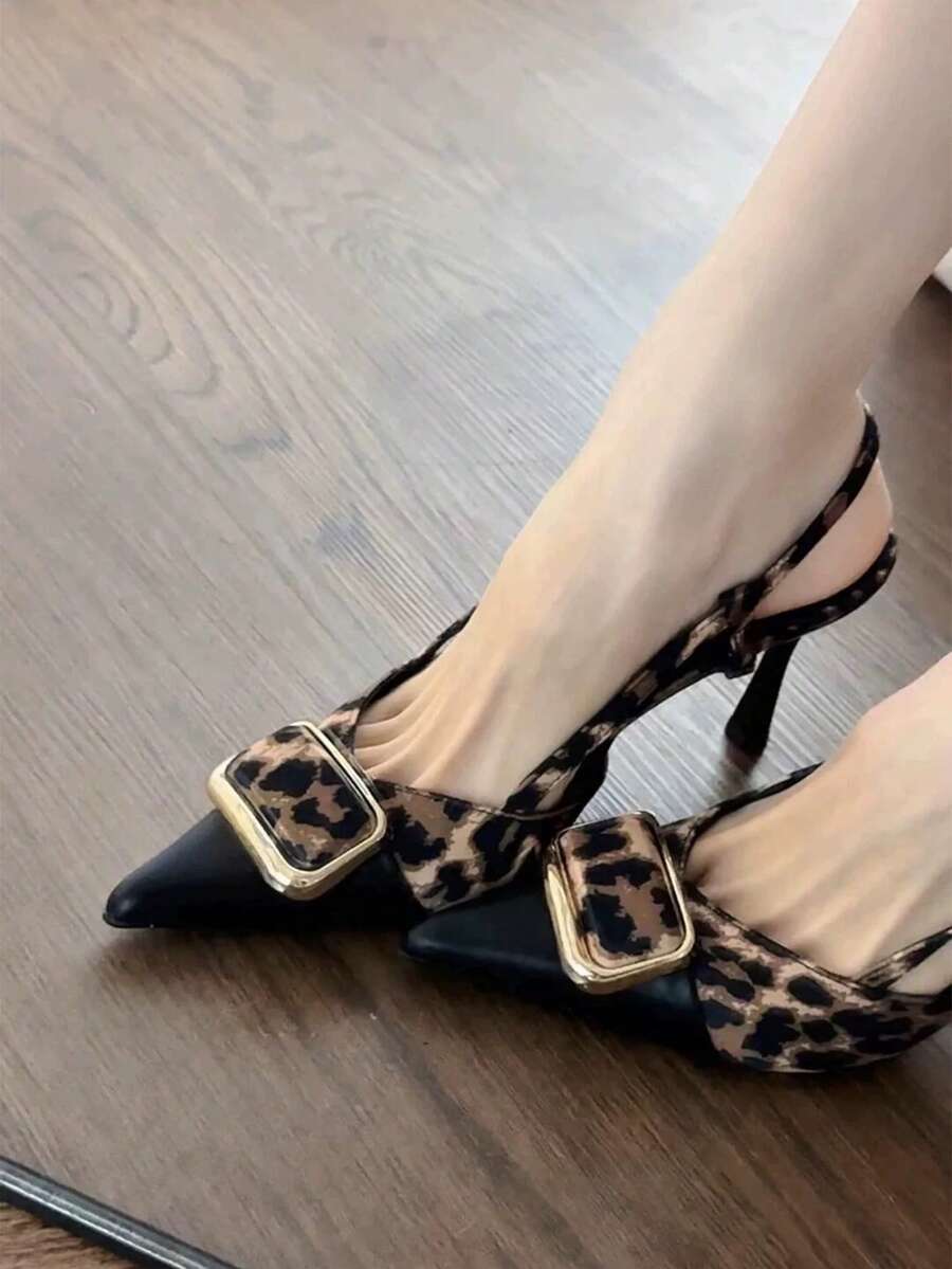 Zapatos de tacón alto de punta francesa, sandalias negras no fatigantes, bombas elegantes con suela roja sexy - Negro - Ver 1