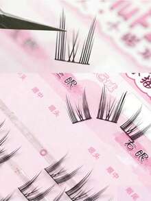 48pcs Cat Ear Shaped False Eyelashes, Natural & Thick Style, Asian Cute Demon Vibe, Easy Wear For Beginners, Reusable - View 5