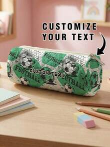 1pc Customized Name Rhombus Round Pencil Case, Can Be Customized According To Your Unique Design, Perfect For Children To Store Pencils, Print Your Own Name Or Print Your Sister's And Classmates' Names As Gifts For Them - Multicolor - View 4