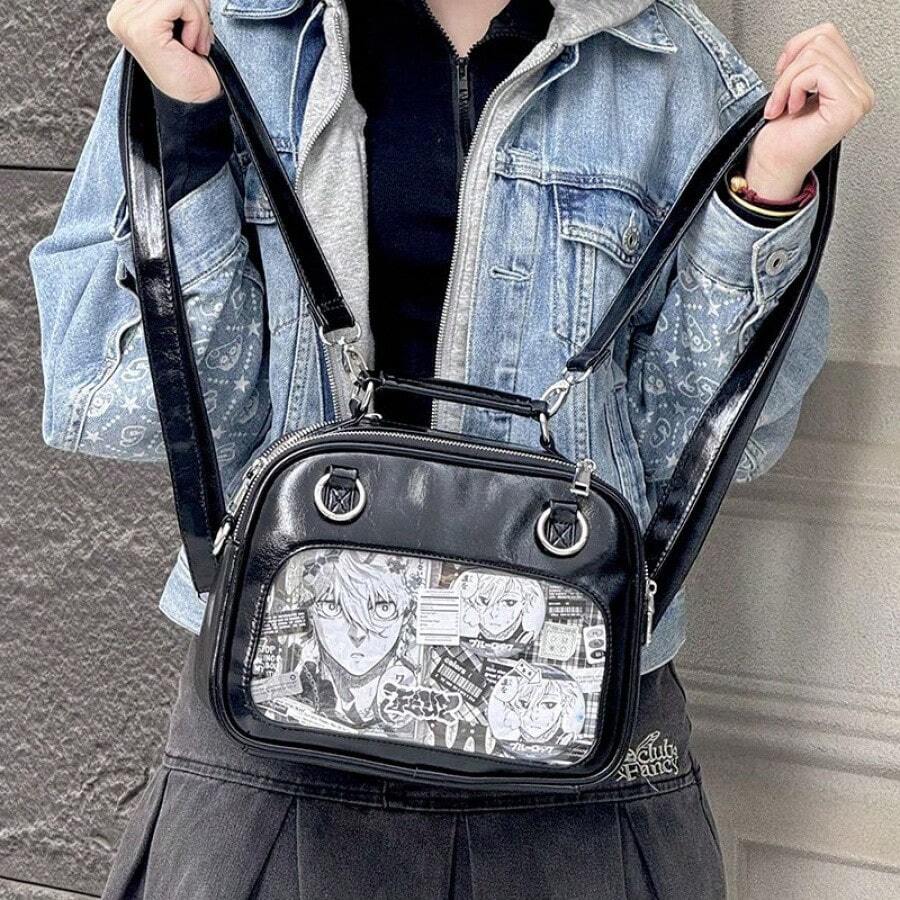 三合一小型背包/单肩包/斜挎包，动漫毛绒玩具包，通勤背包 - 彩色 - 查看 1