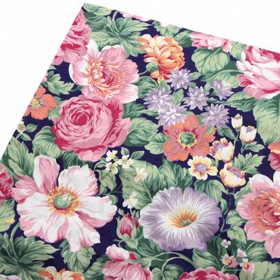 قطعة واحدة قماش قطني 100% مطبوع بزهور الفاوانيا بمقاس 160 * 50 سم، مثالي لأغطية الأرائك والمفارش والستائر والحقائب والوسائد وأغطية الأثاث