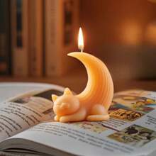 Silicone Mold For DIY Cute Cat & Moon Shaped Candle, Candle Making Mold - White - View 4