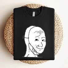 T-shirt da donna con stampa NUOVA EDIZIONE LIMITATA, divertente e frustrata, maglietta con meme Wojak "I AM FINE", taglie dalla S alla 5XL - nero - Visualizzare 3