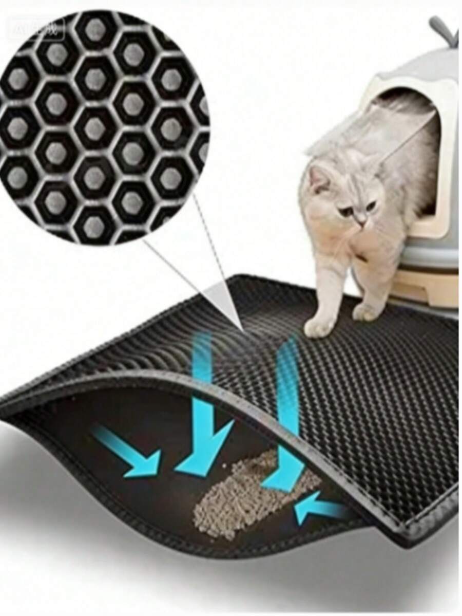 1.2cm Thick Dual-Layer Waterproof Cat Litter Mat, Washable Litter Box Cleaning Pad Suitable For Small/Medium/Large Litter Boxes