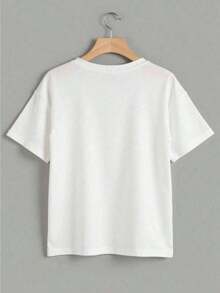 Mujer T-shirt Casual Juvenil Estampado Banda Musical Morat Color Liso Corte Regular Cuello Redondo Manga Corta Primavera Verano Otoño Diario Playera - Blanco - Ver 4