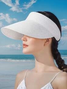 1pc New European And American Style Women's Wide Brim UPF50+ Sun Protection Foldable Beach Hat, Suitable For Spring And Summer - Multicolor - View 7