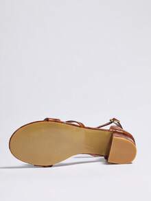 2025 Neue Damen High Heel Sandalen, metallischer Stil, dicker Absatz, Fairy Goddess Vibe, Schwarz - Braun - Übersicht 6