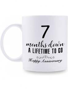 1pc 11oz (325ml) "4 Months Anniversary" Coffee Mug, Suitable For Couples, Girlfriend And Boyfriend, Ceramic Material, Double-Sided Printing, Microwave And Dishwasher - Gift for the 6-month Anniversary - View 11