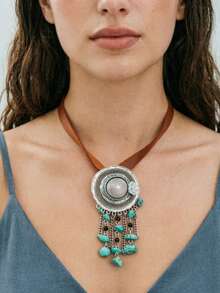 1pc Vintage Western Cowboy & Versatile Casual Pendant Necklace - Multicolor - View 6