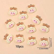 10pcs Cute Handmade Cartoon Bear Charms - Suitable For DIY Earrings, Bracelets, Necklaces, And Keychains - 10pcs/Set - Fashion Accessory 4th Of July Earrings, Beaded Bracelet, Shell Necklace, Enamel Pin - Multicolor - View 13