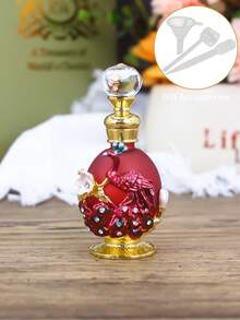 15ml Botella de perfume vintage con patrón de pavo real esmaltado y pintado a mano con rhinestones, botella rellenable adecuada para fragancias y aceites esenciales, regalo de viaje para mujeres (solo la botella) + Aceite de relleno - Ver 12