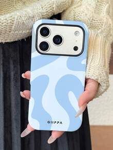 GIIPPA 1 件装不对称波浪纹图案设计 17 Pro Max 手机壳，也适用于 16 Pro Max、15 Pro Max、14 Pro Max，韩版时尚趣味手机壳，兼容 11/12/13/14/15/16 Pro Max Plus，优雅设计男女皆宜，是圣诞节、情人节、复活节、婚礼季和生日送给女友的理想礼物 - 淺藍色 - 查看 3