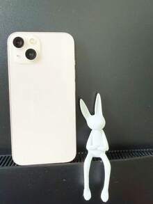 1 pieza Figura de conejo de Pascua de plástico en posición relajada sentada, adecuada para decorar la sala de estar, estantería, mesa de noche y escritorio, sin necesidad de fuente de alimentación - Blanco - Ver 11