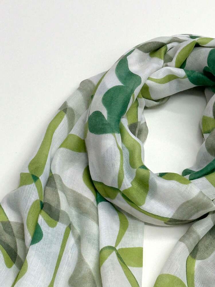 1pc Women's Simple Printed Scarf, Fashion Scarf, New Sunscreen Beach Shawl, Shawl For Women, Holiday, Travel Essential - Green - View 7