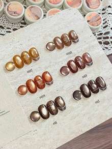 Miss Leia 1-12 15ml Autumn/Winter Nail Polish Collection: Glitter, Pearlescent, Cat Eye Gel Nail Polish In Shades Of Caramel, Coffee, Milk Tea, Brown - Popular Colors, Suitable For Beginners, Salons, DIY Home Use, Holidays, Gifts - Multicolor - View 7