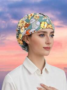 Washable Printed Chef Hat With Patterns Of Cats, Bears, Rabbits, And Sunflowers, Professional Hat Suitable For Work, Travel, Hiking, Or Everyday Use - 4. Cat - View 12