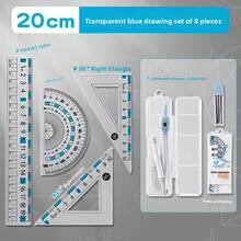 Student Geometry Drawing Set, Large Scale Anti-Myopia Ruler Set, Straight Ruler Stationery, Protractor, Compass For Drawing Circles, Useful Math Tools, Geometry Drawing Instruments, Back To School Gift - View 14