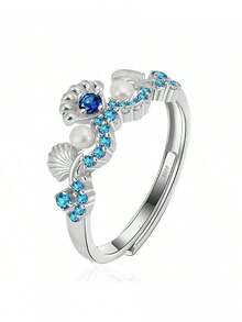 1 chiếc nhẫn bạc 925 cao cấp, sang trọng, độc đáo, đính đá Zirconia tổng hợp và vỏ sò, thiết kế hình tròn hình học, phù hợp cho nữ, thích hợp làm quà tặng dịp lễ và tiệc tùng. - Bạc - Xem 7