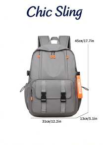 SHILAN Functional Style Large-Capacity Backpack, Wear-Resistant And Waterproof Backpack, Commuter Bag That Can Hold A 15.6-Inch Computer Multi-Compartment Student Schoolbag With Buckle Design, Dual-Purpose Bag For Daily Storage / Short Trips - Multicolor - View 9