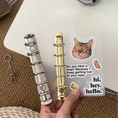 A7/M5/A8 Size Loose Leaf Binder Inserts Divider Board, Handmade Clip Rings Holder, 1.5/2cm Inner Diameter Metal Material Durable, Side Insert Design Holds Up To 75 Sheets, Support DIY Loose Leaf Notebook Cover