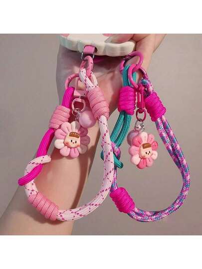 2026 Nuevo cordón ajustable para teléfono con colgante de girasol trenzado, adecuado para iPhone/Android, correa de muñeca anti-pérdida para viajes al aire libre y escalada