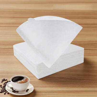 50/100 unidades Filtros de café de papel, con forma de cono, fáciles de usar, diseño mejorado, tamaño V02, adecuados para café de goteo y cafeteras de filtro de vertido, filtros de café de vertido en forma de V, taza de filtro, adecuados para café de vertido, adecuados para taza de filtro de café de vertido (blanco), artículos esenciales para volver a la escuela