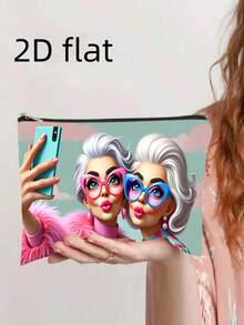 A Fashionable Handbag, Suitable For Grandma's Selfies, Lightweight With Zipper, Designed For Cosmetics, Suitable For Travel And Daily Use, - Multicolor - View 2