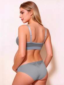 1件孕妇前开式蕾丝哺乳文胸，无钢圈无衬垫舒适内衣 - 淺灰色 - 查看 2