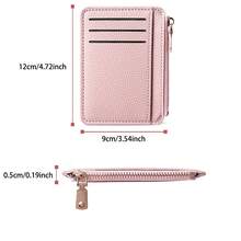 Slim Minimalist Solid Color Zipper Wallet - Synthetic PU Leather | Credit Card Slots & Coin Pouch | Fashionable Compact Design - Perfect Gift For Birthday, Holiday And Daily Use, Essential Daily Wallet - Multicolor - View 4