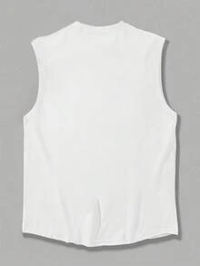 Bộ đồ nam mùa hè cổ tròn, kiểu dáng thường ngày gồm áo tank top và quần short. - trắng - Xem 4