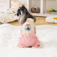 宠物服装，狗狗四脚套装，春夏猫咪服装，棒球熊四脚小动物休闲装 - 粉色 - 查看 7
