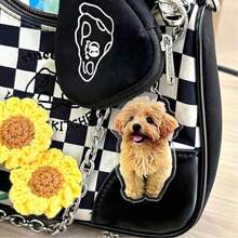 Chaveiro de acrílico personalizável (1 unidade) - Design floral "Estarei no meu escritório" com carrinho e flores. Personalize com seu logotipo/foto. Ideal para mochilas, casais, amigos e brindes corporativos. Um acessório adorável para chaveiro. - Multicolorido 12 - Ver 7