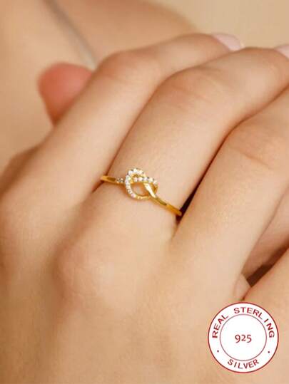 خاتم فضة إسترليني عيار 925 بتصميم عقدة، مرصع بالماس الصغير، خاتم فاخر للأصابع، هدية للحبيب، الصديق، عيد الميلاد، مناسب للارتداء اليومي، السفر، الحفلات، مجوهرات نسائية عالية الجودة