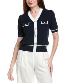 Nanette Nanette Lepore Short Sleeve Cardigan Top - Navy - 查看 1