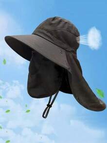 1pc Men's Summer Fishing Hat, Large Brim Sun Protection Hat, Outdoor Cycling Hiking Camping Quick-Dry Hat, Fashionable Casual Breathable Face Covering Mosquito-Proof Hat, Multi-Functional Detachable Full Coverage Protection - A - View 10