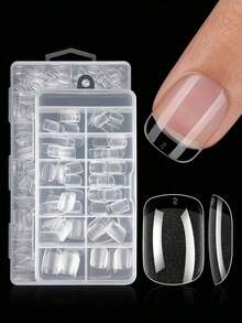 [Bestseller]120/240Pcs Short Almond Nail Tips Soft Gel Gelly Nail Tips Half Matte Full Cover Nail Tips Acrylic Pre-Filed Press On Nail Tips Nail Extension Home Manicure Press On Nails Nail Supplies - 清除 12 - 查看 11