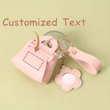 Portamonete a forma di mini borsa personalizzato con incisione, portachiavi in pelle PU personalizzato con nome/testo, custodia a specchio a forma di fiore carina per monete e piccoli oggetti, regalo ideale per ragazze, bambini e compleanni - Multicolore - Visualizzare 7