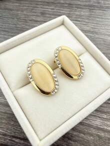 1 Đôi bông tai đinh tán hình học cổ điển, mẫu mới đa năng, phong cách Châu Âu và Mỹ. - Nhiều màu - Xem 6